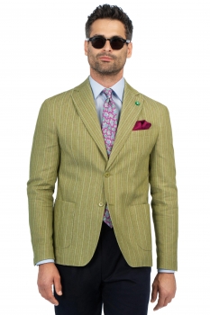 Slim body green stripe blazer