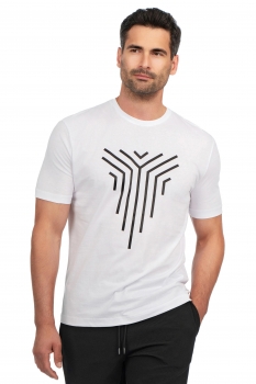 White geometric t-shirt