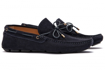 Navy suede leather shoes