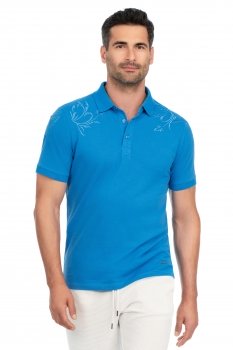 Tricou polo slim albastru uni