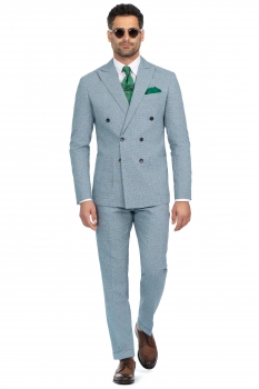 Slim body light blue plain suit