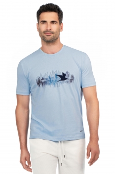 Light blue geometric t-shirt