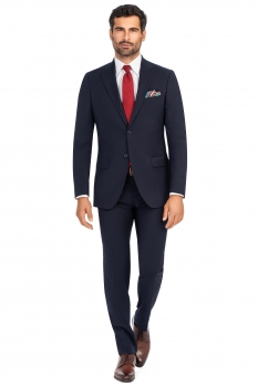 Slim body navy plain suit