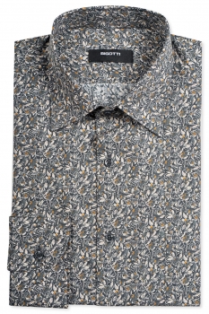 Slim body grey floral shirt