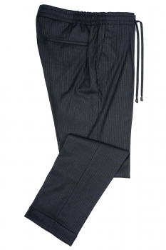 Slim body navy stripe trousers